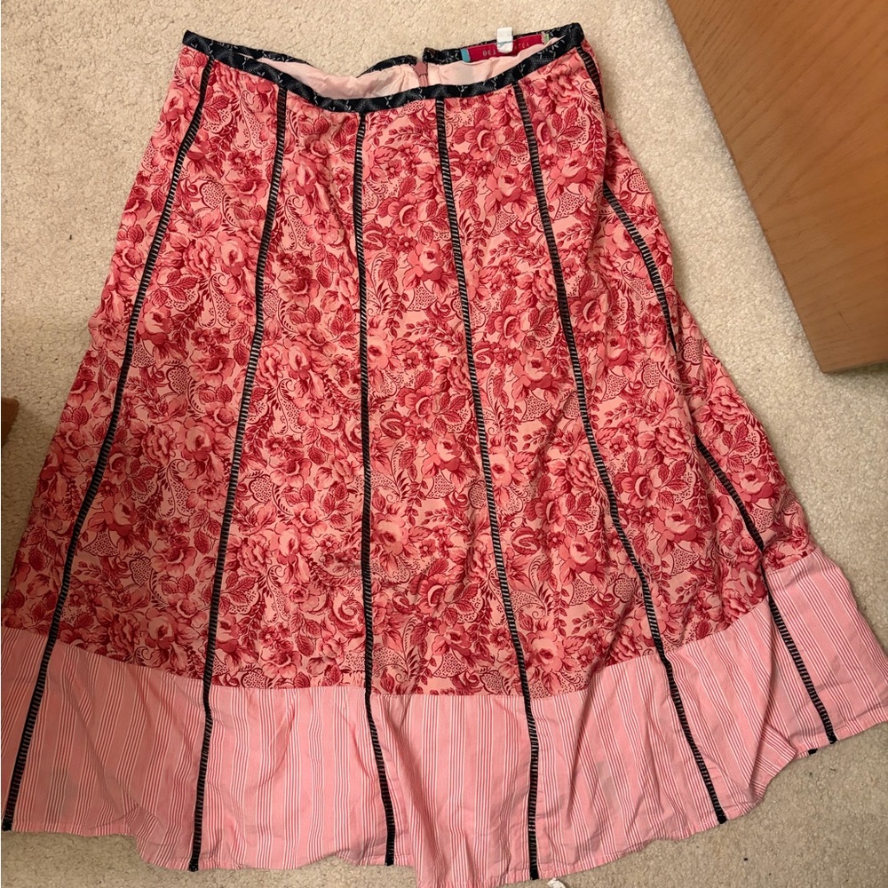 Beth Bowley Red Floral A-Line Skirt